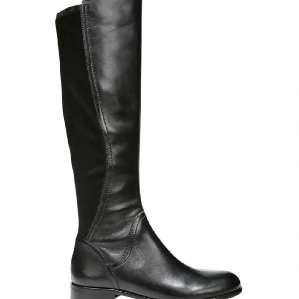 NIB Franco Sarto Women's L-Maleni Black Leather and Fabric Stretch Boot -Size 7M